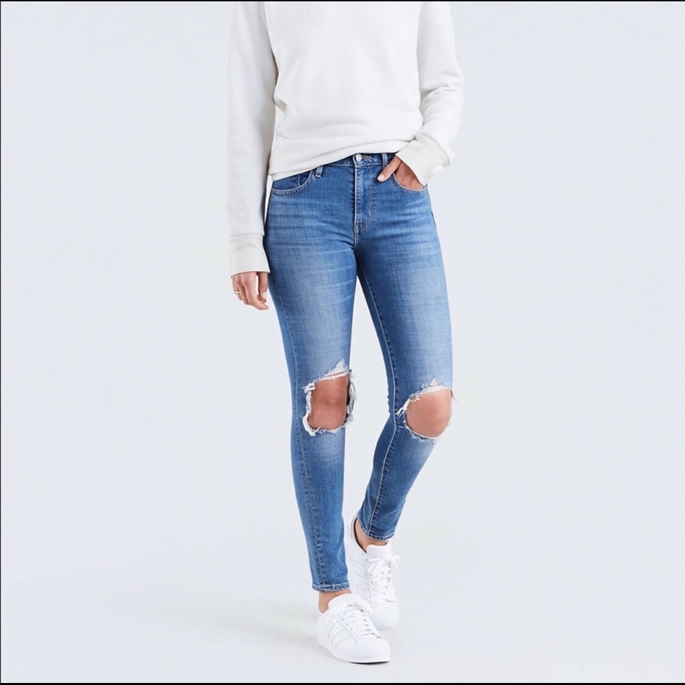 Levi’s 721 High Rise Ripped Skinny Jeans